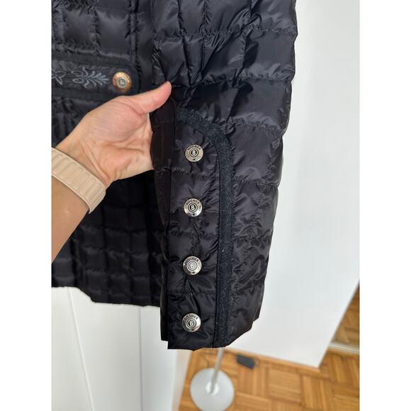 Bogner Women's Black Down Embroidered Puffer Mid Length Coat, Size 6, Like New - Picture 9 of 12